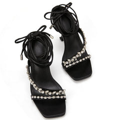 Rhinestone Decor Stiletto Heeled Strappy Sandals Newgew