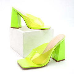 Square-Toe Kitten Heel Sandals Newgew