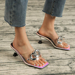 Square-toe Kitten Heel Sandals Newgew