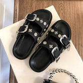 Newbella Buckle Design Platform Sliper Newgew