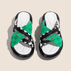 Checkerboark Zipper Sandals Newgew