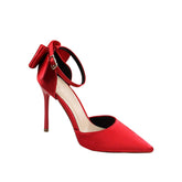 Bow Decor Satin Stiletto Pumps Newgew