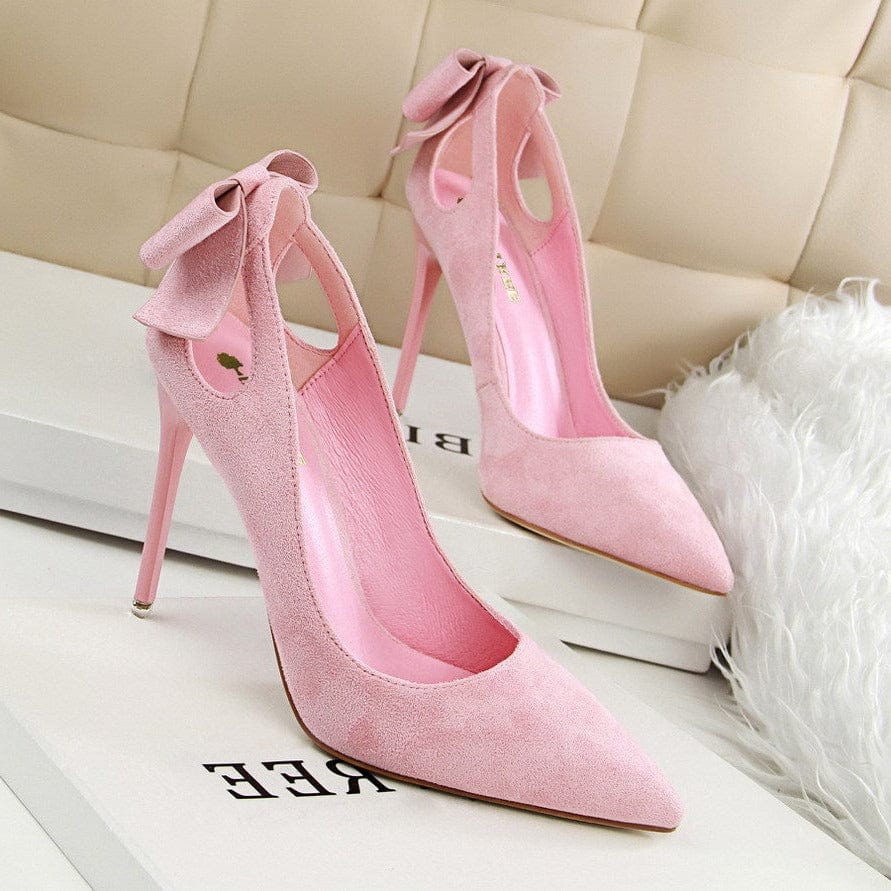 Bow Decor Satin Stiletto Pumps Newgew