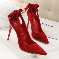 Bow Decor Satin Stiletto Pumps Newgew