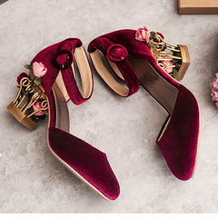 Novelty Ankle Strap Pumps with Rose Cage Heels Newgew