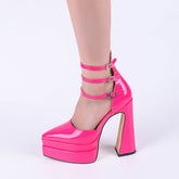 Fraya Hot Pink Platform Heels Newgew
