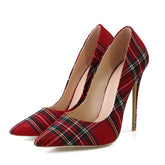 Trendy Plaid Pointed Toe Stilettos High Heels(Plus Size) Newgew