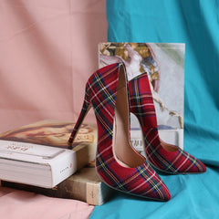 Trendy Plaid Pointed Toe Stilettos High Heels(Plus Size) Newgew