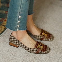 Dora Plaid Ballet Flats NEW GEW