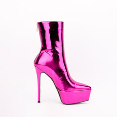 Harlow Stiletto Pink Metallic Boots Newgew