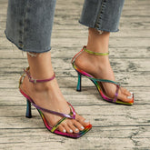 Buckle Detail Stiletto Heeled Ankle Strap Sandals Newgew