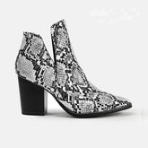 Snake Print Faux Leather Ankle Boots Newgew