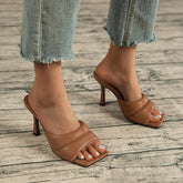 Stitch Detail Heeled Sandals Newgew