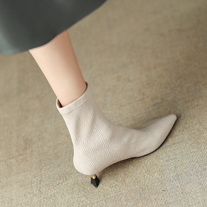 Mara Pointed Toe Beige Boots Womens newgew