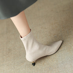 Mara Pointed Toe Beige Boots Womens newgew