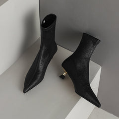 Mara Black Kitten Heel Ankle Boots newgew