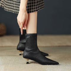 Mara Black Kitten Heel Ankle Boots newgew