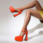 Foster Orange Platform Heels Newgew