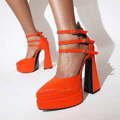 Foster Orange Platform Heels Newgew