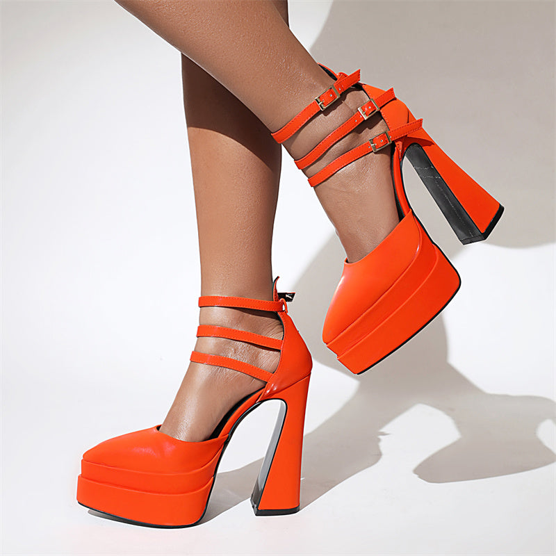 Foster Orange Platform Heels Newgew