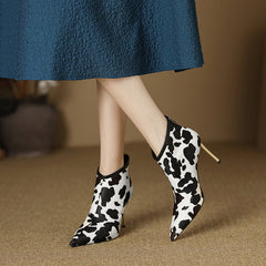 Nelly Stiletto Womens Cow Print Boots Newgew