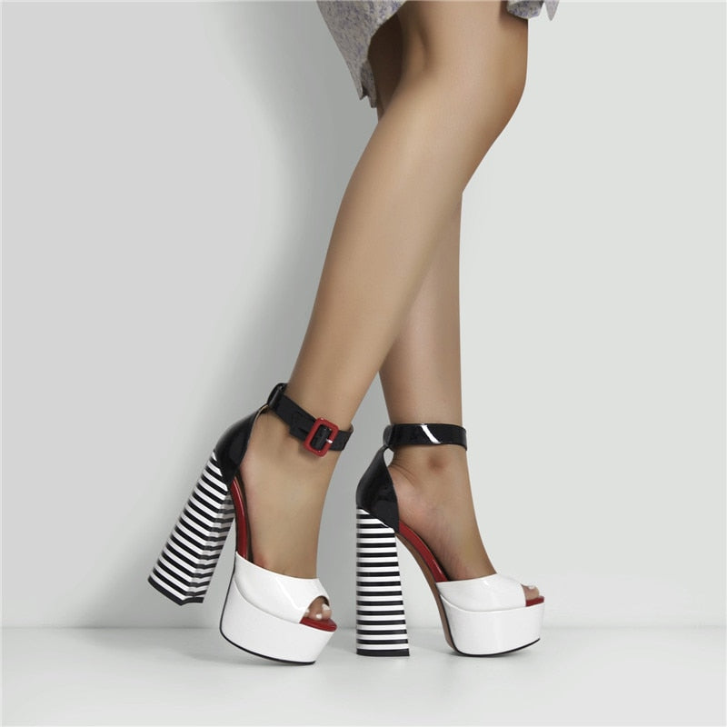 Chunky Square Heels Sandals Newgew