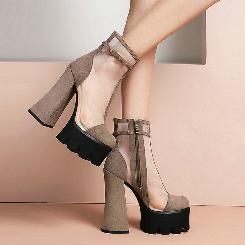 2022 Faux Suede Platform Ankle Boots Newgew