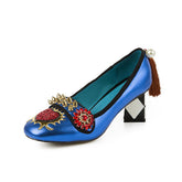 Harmony Fancy Rivet Tassel Chunky Heels Newgew