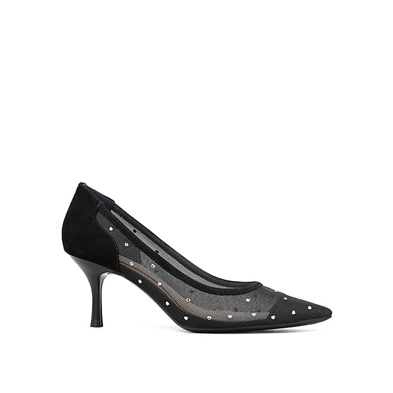 Pointed-Toe Shallow-Mouth Mesh Shoes Newgew