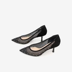 Pointed-Toe Shallow-Mouth Mesh Shoes Newgew
