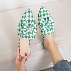 Pointed Bow checkerboard Mules Newgew