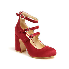 Round Toe Chunky High Heel Pumps Newgew