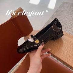 Shallow Mouth Round Head Thick Heel Mary Jane Newgew