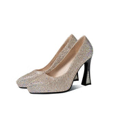 Irene Sparkly Gold Platform Heels Newgew