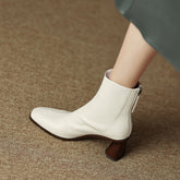 Naya White Square Toe Boots Newgew