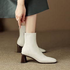 Naya White Square Toe Boots Newgew