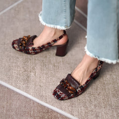 Amy Vintage Slingback Chunky Heels Newgew