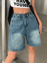 Vintage Washed Blue Cropped Denim Shorts NewGew