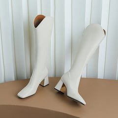 Hayes Heeled Beige Knee High Boots Newgew