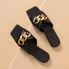 Dafne Handmade Slides Slippers with Chain NEW GEW