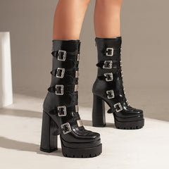 Fae Gothic Platform Boots with Buckles NEW GEW