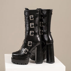 Fae Gothic Platform Boots with Buckles NEW GEW