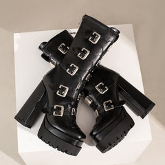 Fae Gothic Platform Boots with Buckles NEW GEW