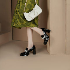Noa Platform Heeled Loafers with Rhinestones Newgew