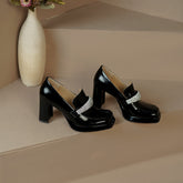 Noa Platform Heeled Loafers with Rhinestones Newgew