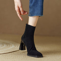 Hafsa Square Toe Snakeskin Ankle Boots Newgew