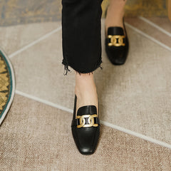 Ivie Black Square Toe Loafer Heels newgew