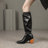Hayes Black Block Heel Knee High Boots Newgew