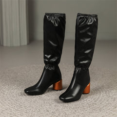 Hayes Black Block Heel Knee High Boots Newgew