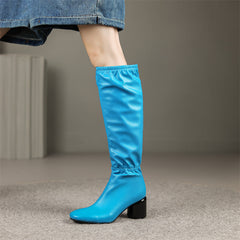 Hayes Square Toe Blue Knee High Boots Newgew